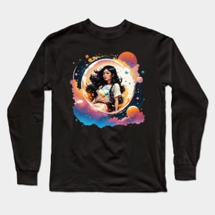 Cute Space Girl in a Bubble Long Sleeve T-Shirt